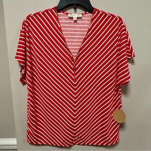 Red Striped Women's Top Sz M Parallel Skies NWT